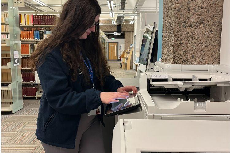 Person using a University printer